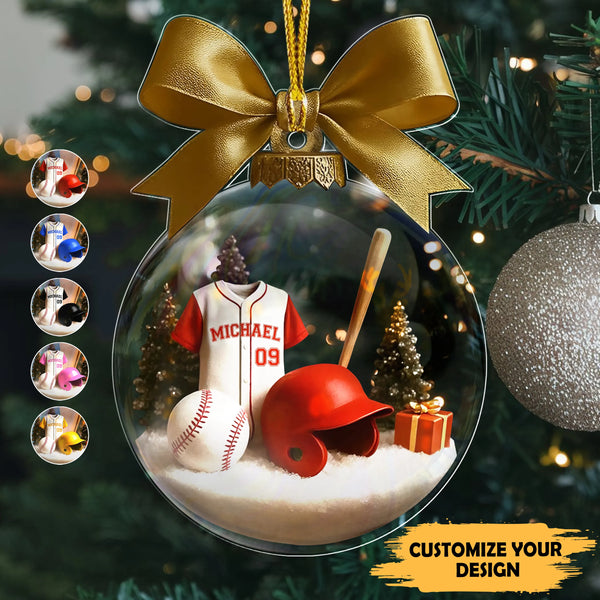 Personalized Baseball Snow Globe Acrylic Ornament – Custom Sports Christmas Keepsake, Unique Holiday Decoration & Gift for Baseball Lovers, Kids, Athletes, or Families