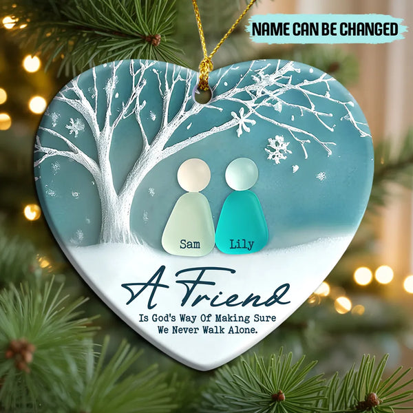 Personalized Growing Old Together Couple Sea Glass Ceramic Ornament
