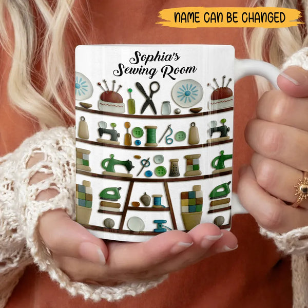 Personalized Sewing Room Sea Glass Ceramic Mug
