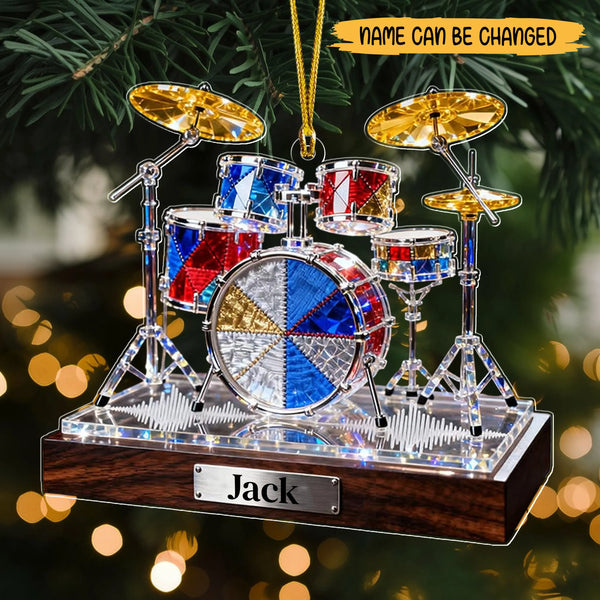 Personalized Stained Glass Drum Theme 2D Flat Printed Acrylic Ornament