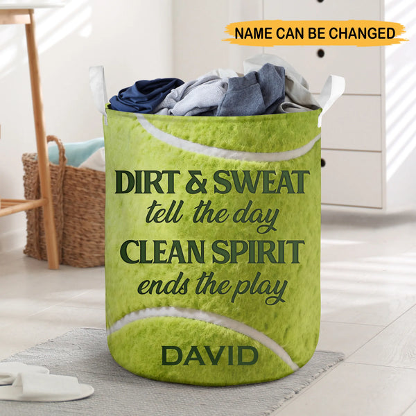 Personalized Dirt and Sweat Tell The Day Tennis Laundry Basket