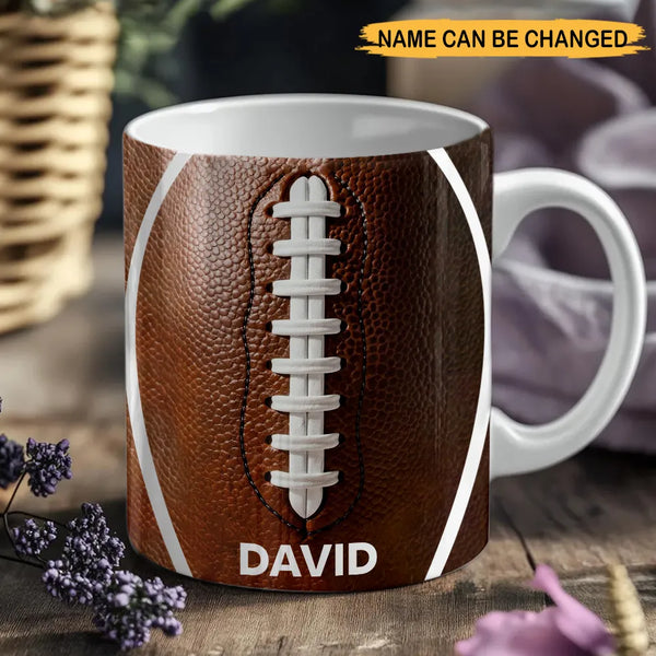 Personalized Football Lover Ceramic Mug – Custom Sports Ball Coffee Cup with Name