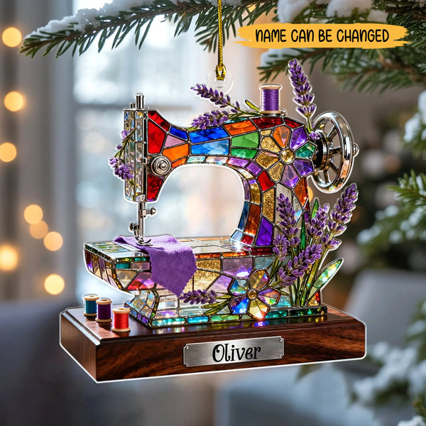 Personalized Stained Glass Sewing Machine 2D Acrylic Ornament