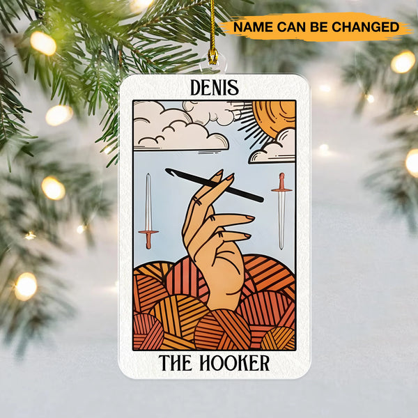 Personalized The Hooker Crochet Tarot Card Acrylic Ornament