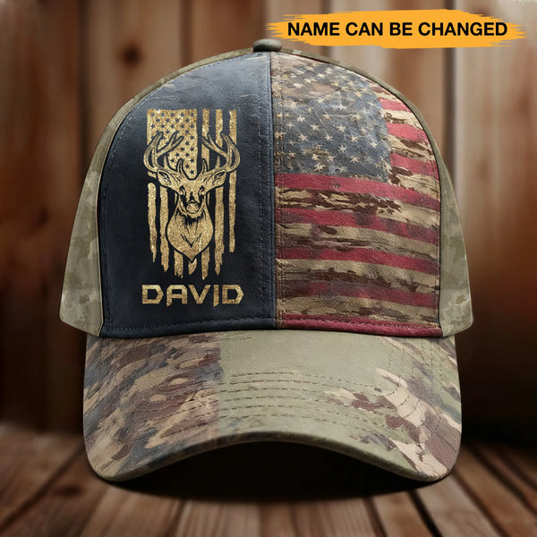 Personalized Hunting US Flag Vintage Full Print Classic Cap