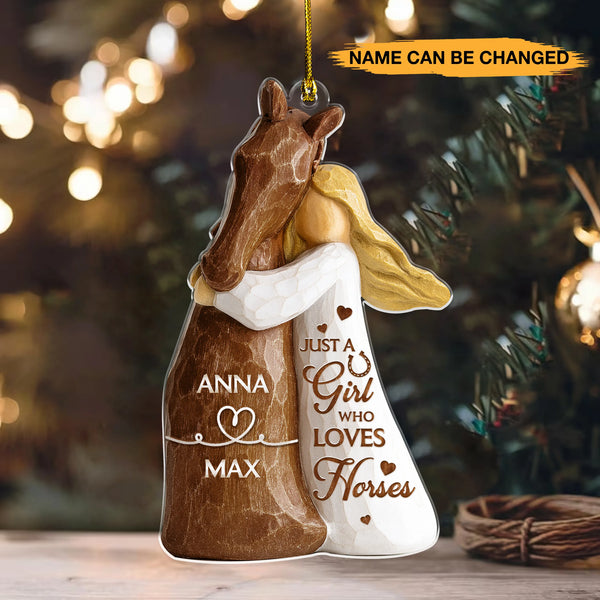 Personalized Just A Girl Who Loves Horse 3D Effect Acrylic Ornament