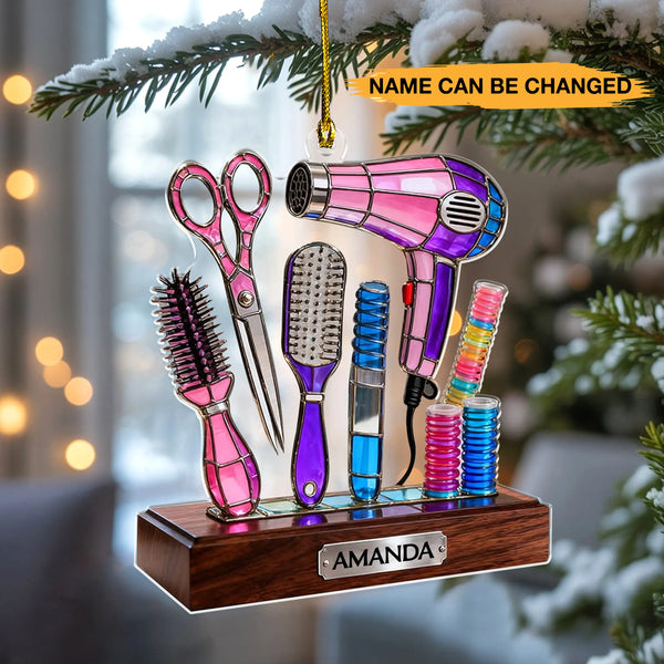 Personalized Hair Care Stained Glass 3D Effect Acrylic Ornament