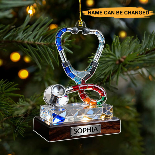 Personalized Nurse Stained Glass 3D Effect Acrylic Ornament
