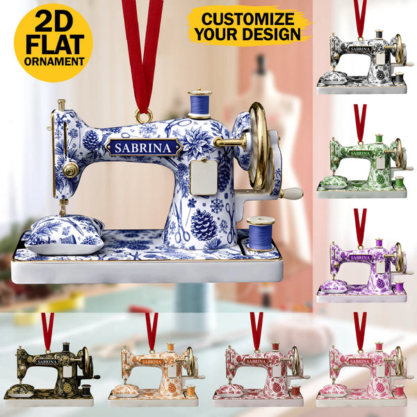 Personalized Sewing Machine Toile de Jouy 2D Flat Print Acrylic Ornament