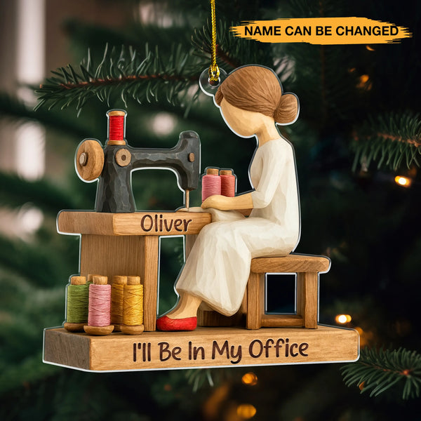 Personalized I'll Be In My Office 3D Effect Acrylic Ornament