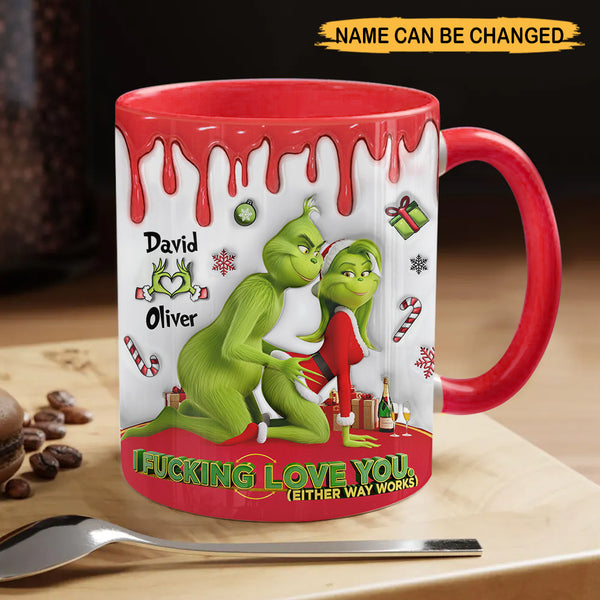 Personalized I Love You Green Couple Inflated Effect Mug