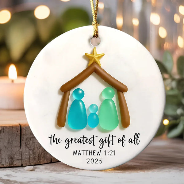 Nativity Scene SeaGlass Ceramic Ornament