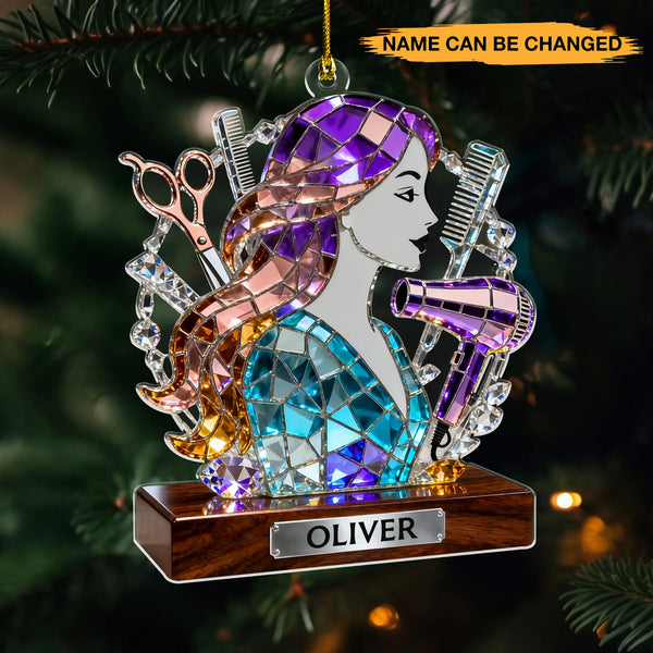 Personalized Hairstylist Suncatcher Theme 3D Effect Acrylic Ornament