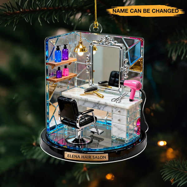 Personalized Hair Salon Suncatcher Theme 3D Effect Acrylic Ornament
