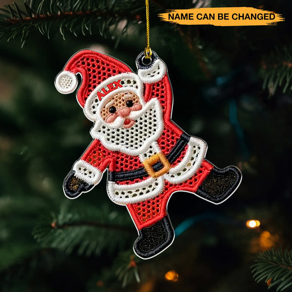Personalized Santa Clause Embroidery Effect Acrylic Ornament