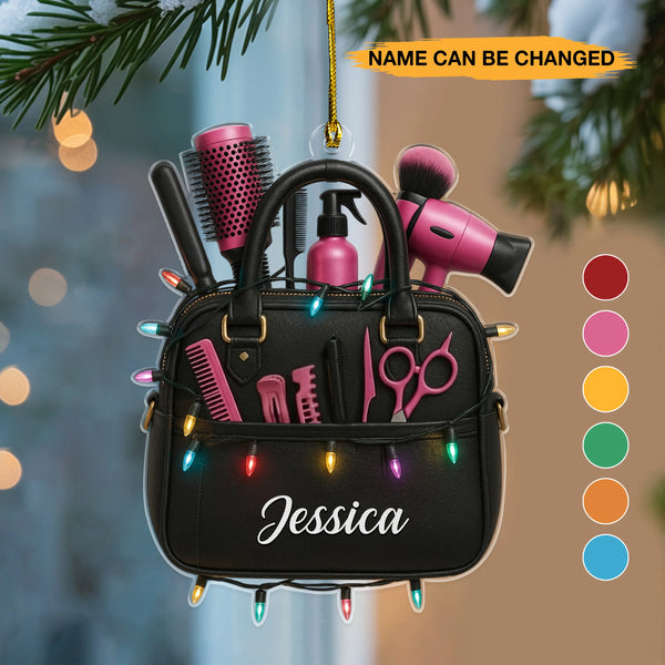 Personalized Hairstylist Cosmetology Bag 2D Flat Print Acrylic Ornament