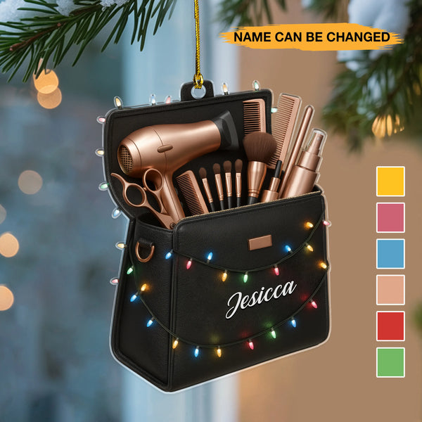 Personalized Personalized Hairdresser Cosmetology Bag 2D Flat Print Acrylic Ornament