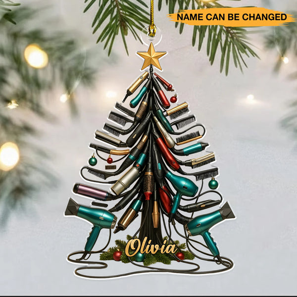 Personalized Hair Stylist Tool Christmas Tree Acrylic Ornament