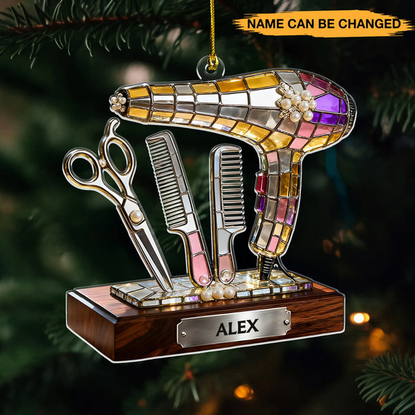 Personalized Hairstylist Symbol Suncatcher Theme 3D Effect Acrylic Ornament