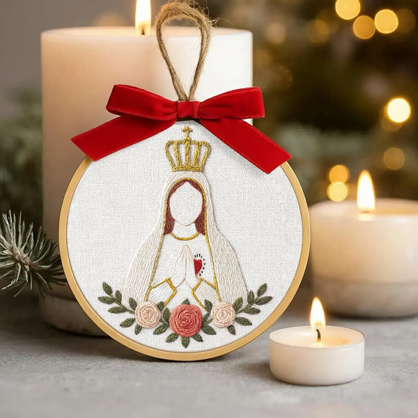 Sacred Heart of Mary Embroidery Ornament