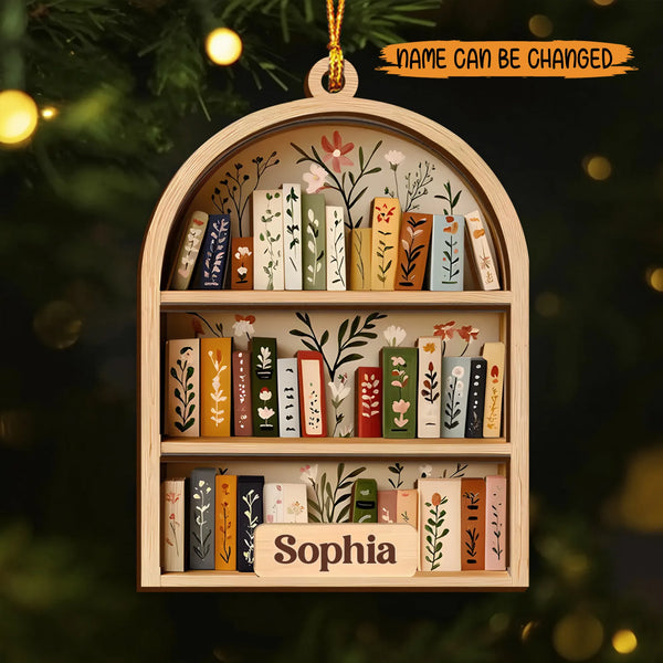 Personalized Christmas Bookshelf 2-Layered Wood Ornament