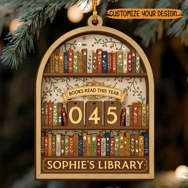 Personalized Books Read This Year 2-Layered Wood Ornament