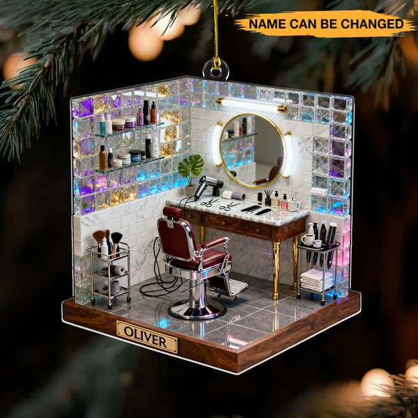 Personalized Hair Salon 3D Effect Acrylic Ornament
