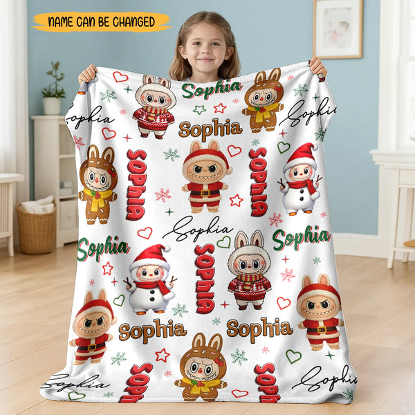 Personalized Adorable Monster Christmas Blanket Gift For Kid