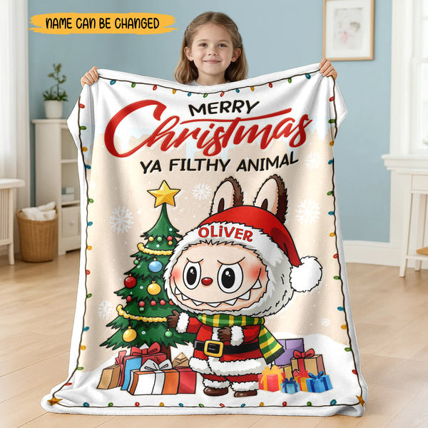 Personalized Merry Christmas Ya Filthy Animal Blanket