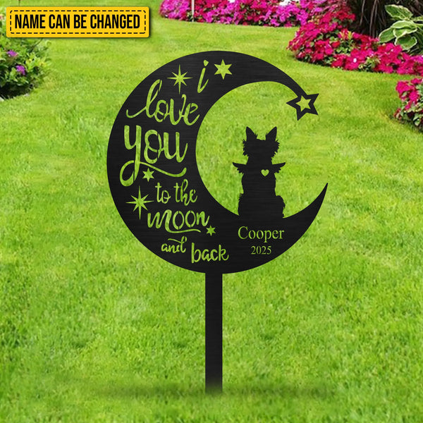 Personalized I Love You To The Moon And Back Dog Memorial Cut Metal Sign