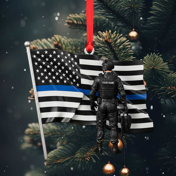 Personalized Police Christmas Ornament 2025 - Police Officer Gift, Custom Ornament For Dad, Law Enforcement Christmas Tree Hanging 2025