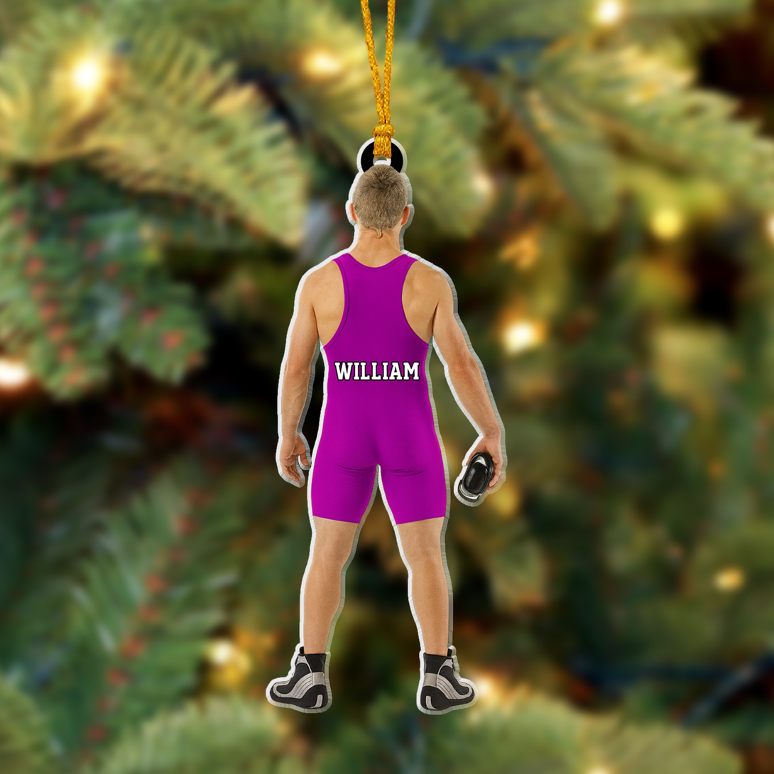 Wrestling Christmas Ornament 2025 - Personalized Name Number Gift For Wrestler Or Sports Enthusiast