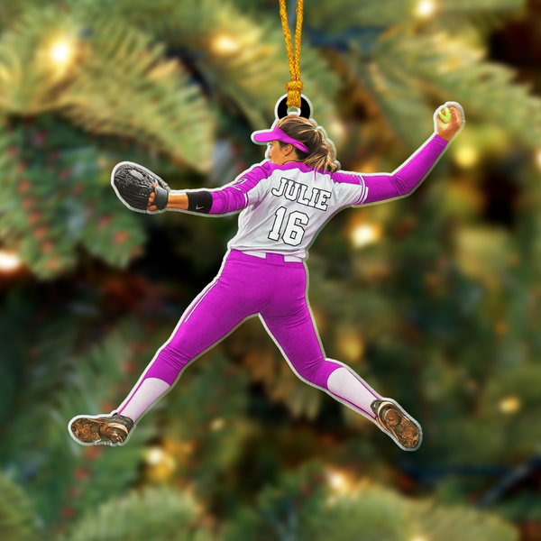 Softball Christmas Ornament 2025 - Personalized Sports Keepsake Gift For Daughter, Girlfriend Or Player