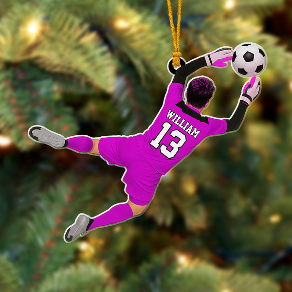 Soccer Christmas Ornament 2025 - Personalized Name And Number Tree Ornament Gift For Goalkeeper Or Kid