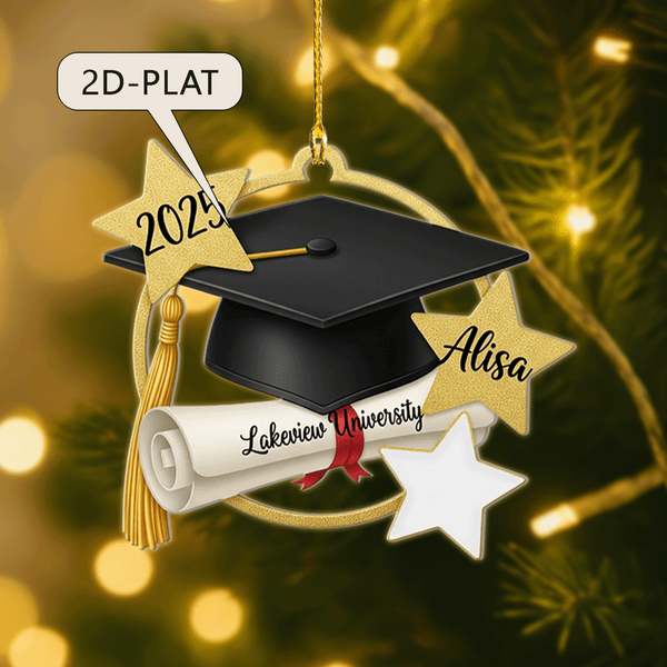University Student First Christmas Ornament 2025 - Personalized Christmas Tree Keepsake, Freshman Gift For Son Or Daughter (style 4)