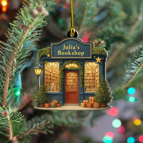Unique Bookstore Ornament - Personalized Christmas Tree Decoration For Book Lovers, Librarians, Readers & Book Clubs, Custom Bookworm Gift