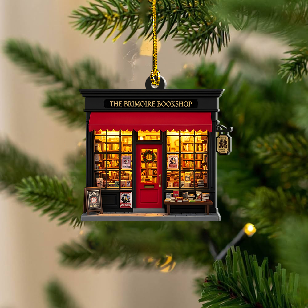 Unique Bookstore Ornament 2025, Personalized Christmas Tree Decoration For Book Lovers, Librarians & Readers, Custom Bookworm Gift