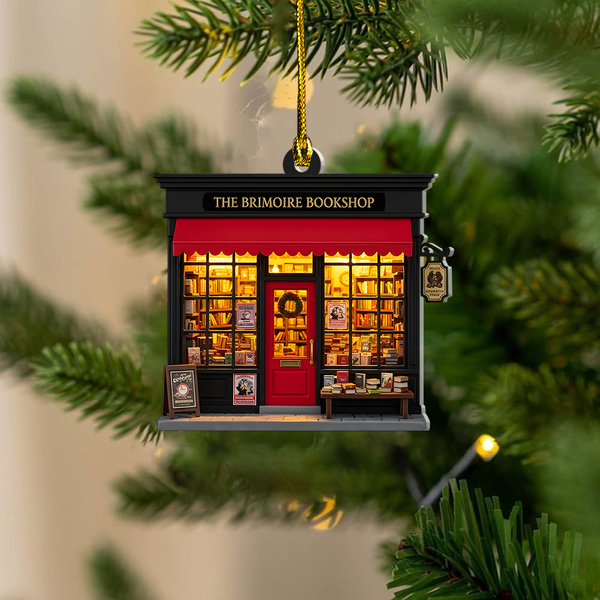 Unique Bookstore Ornament 2025, Personalized Christmas Tree Decoration For Book Lovers, Librarians & Readers, Custom Bookworm Gift