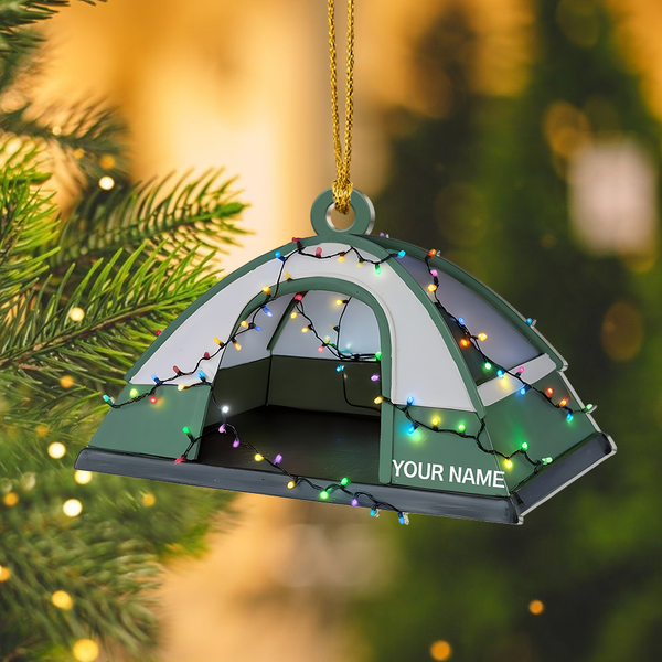 Tent Camping Christmas Ornaments - Personalized Camping Decor For Tree, Holiday Gingerbread