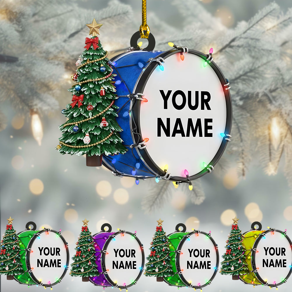 Acrylic Drum Christmas Ornament - Custom Music Instrument Ornament, Personalized Ornament For Drummers And Marching Band Gifts