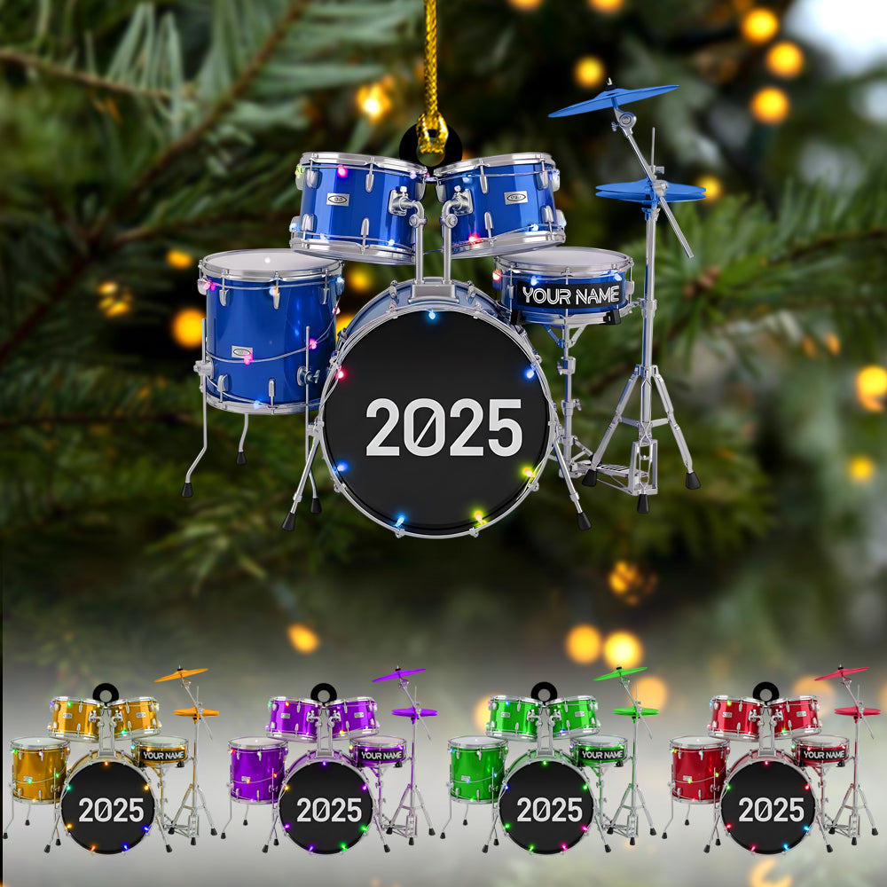 Acrylic Drum Set Christmas Ornament - Personalized Music Instrument Ornament, Tree Decoration And Gift For Drummers And Musicians
