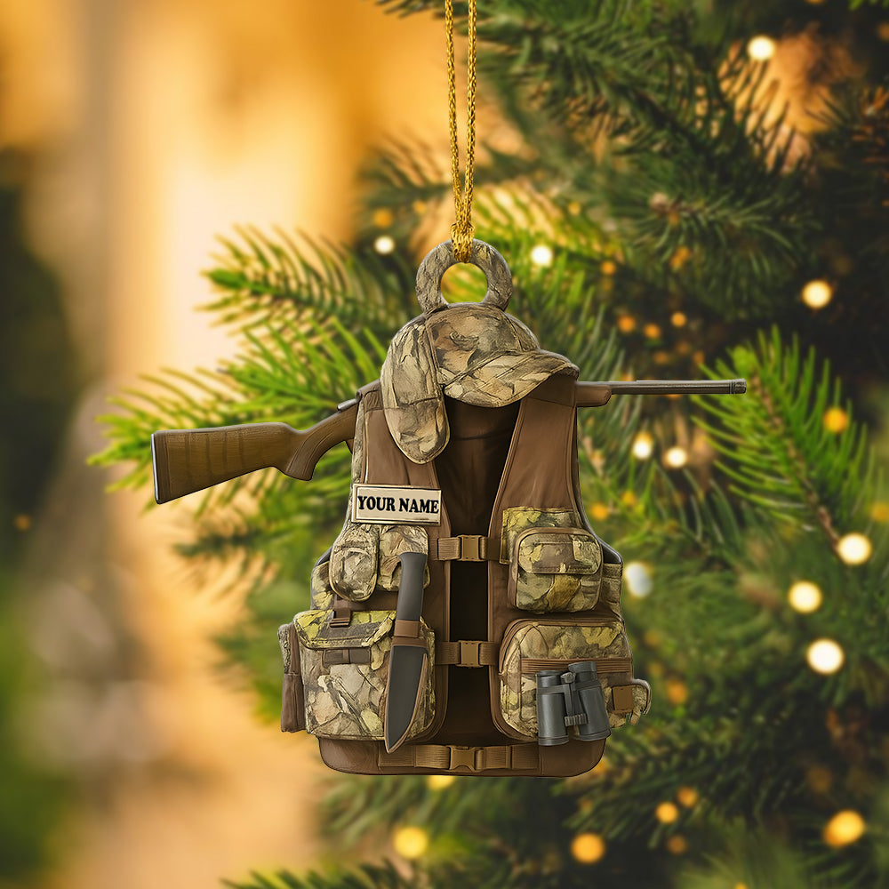 Acrylic Hunting Vest Ornament 2025 - Personalized Rifle & Gear Decoration, Deer Hunting Accessories & Holiday Keepsake