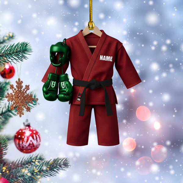 Boxing And Karate Ornament 2025 - Custom Martial Arts Uniform With Belt And Gloves, Personalized Jiu Jitsu Taekwondo Christmas Tree Decoration For Kids