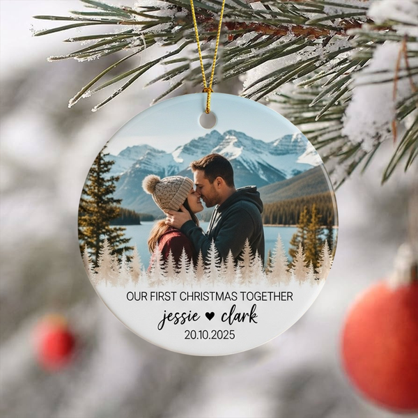 Wedding Ornament 2025 - Personalized Married Photo Ornament With Names & Date, Newlywed Christmas Keepsake