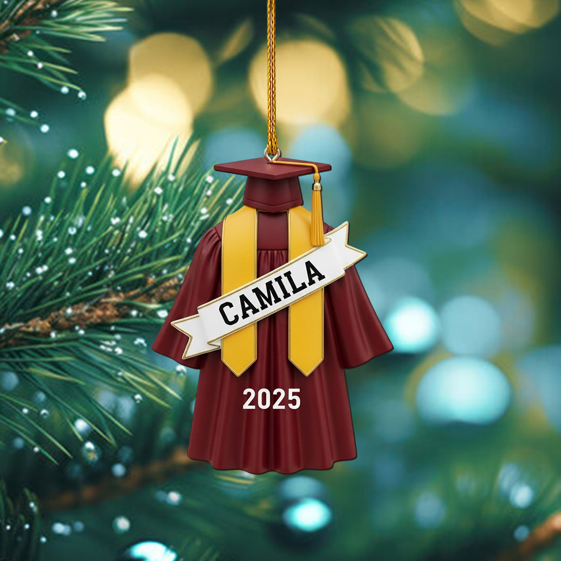 Acrylic Graduation Christmas Ornament 2025, Personalized Graduate Gown With Cap & Sash, Custom Name & Year Senior Keepsake Gift