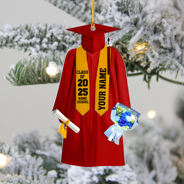 2025 Graduation Decorations - Personalized Cap And Gown Ornament, Custom Senior Year Keepsake And Christmas Ornament Gift For Students