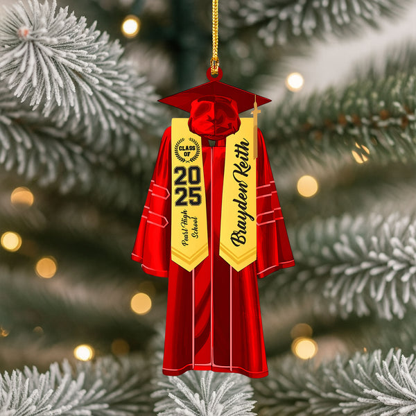 2025 Graduation Decorations - Personalized Cap And Gown Ornament, Custom Senior Year Keepsake And Unique Christmas Ornament Gift For Families