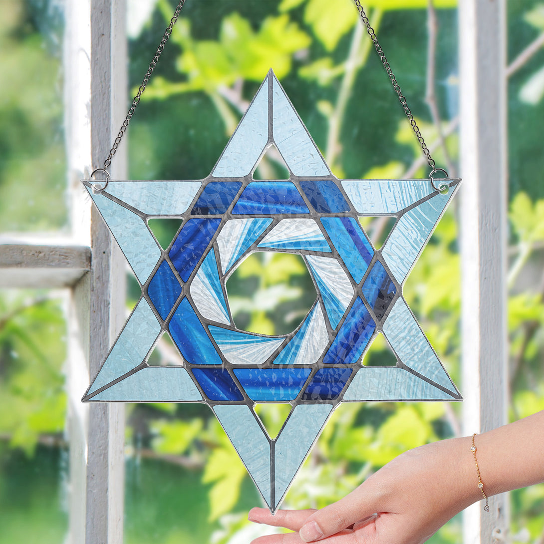 Personalized Star Of David Window Suncatcher, Hanukkah Ornament For Jewish Home, Acrylic Star Decoration, Holiday Or Christmas Gift