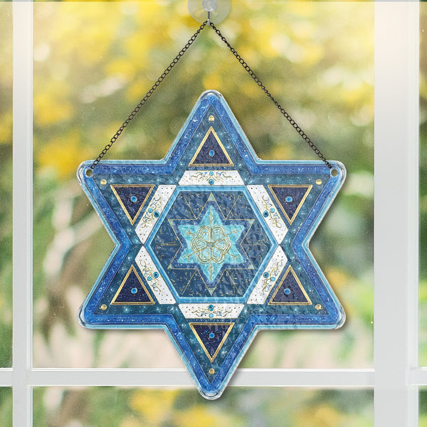 Star Of David Hanukkah Suncatcher For Window, Personalized Jewish Ornament, Stained Glass Star Decoration, Hanukkah Gift For Women & Men