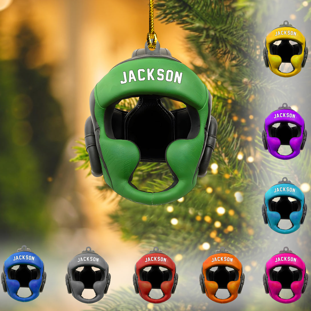 Personalized Boxing Headgear Ornament - Custom Sports Christmas Tree Decoration Gift For Boxers, Coaches, Or Athletes